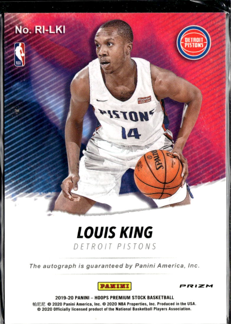 Louis King 2020 Panini Hoops Premium Stock Auto Autograph Detroit Pistons