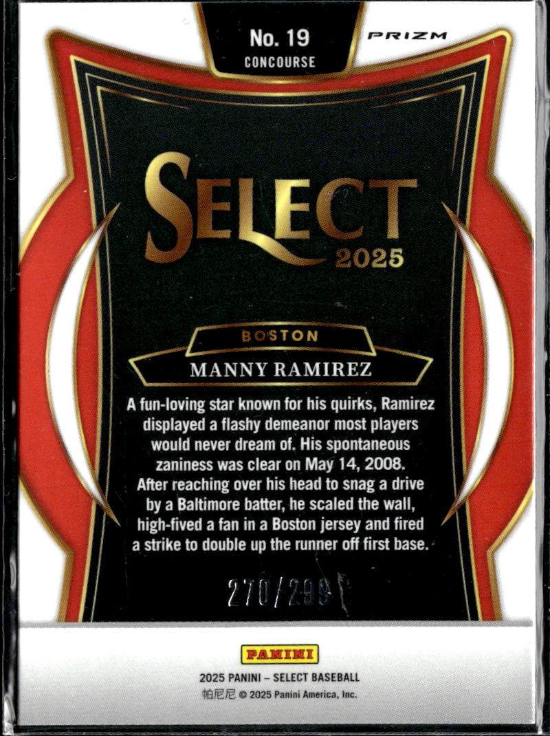 Manny Ramirez 2025 Panini Select Red Prizm /299 Boston Red Sox