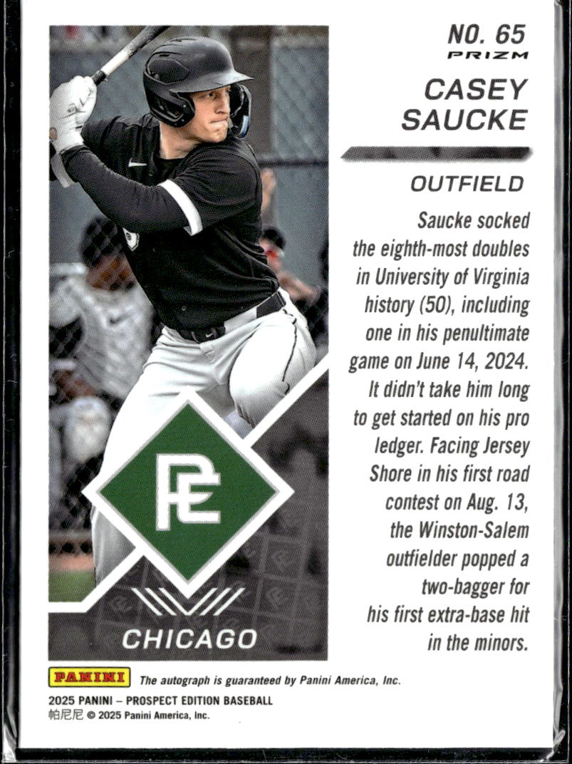 Casey Saucke 2025 Prospect Edition Auto Autograph Chicago White Sox
