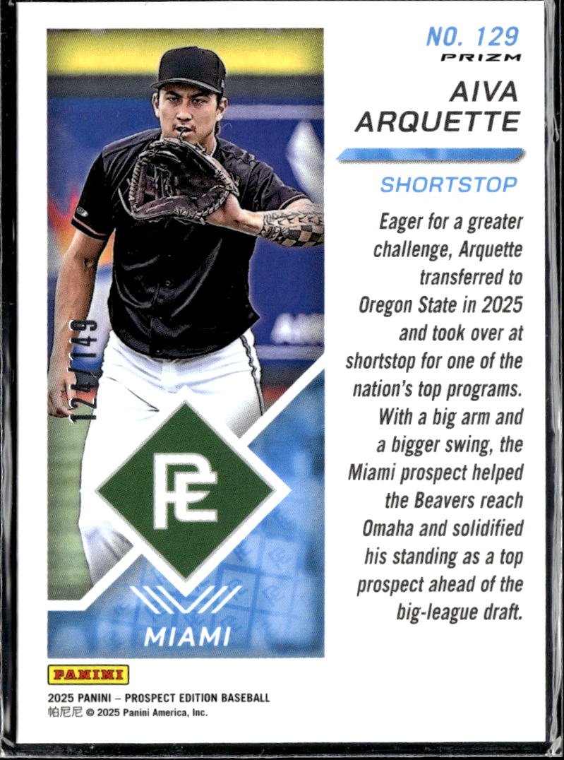 Aiva Arquette 2025 Panini Prospect Edition Prizm Green 124/149 Miami