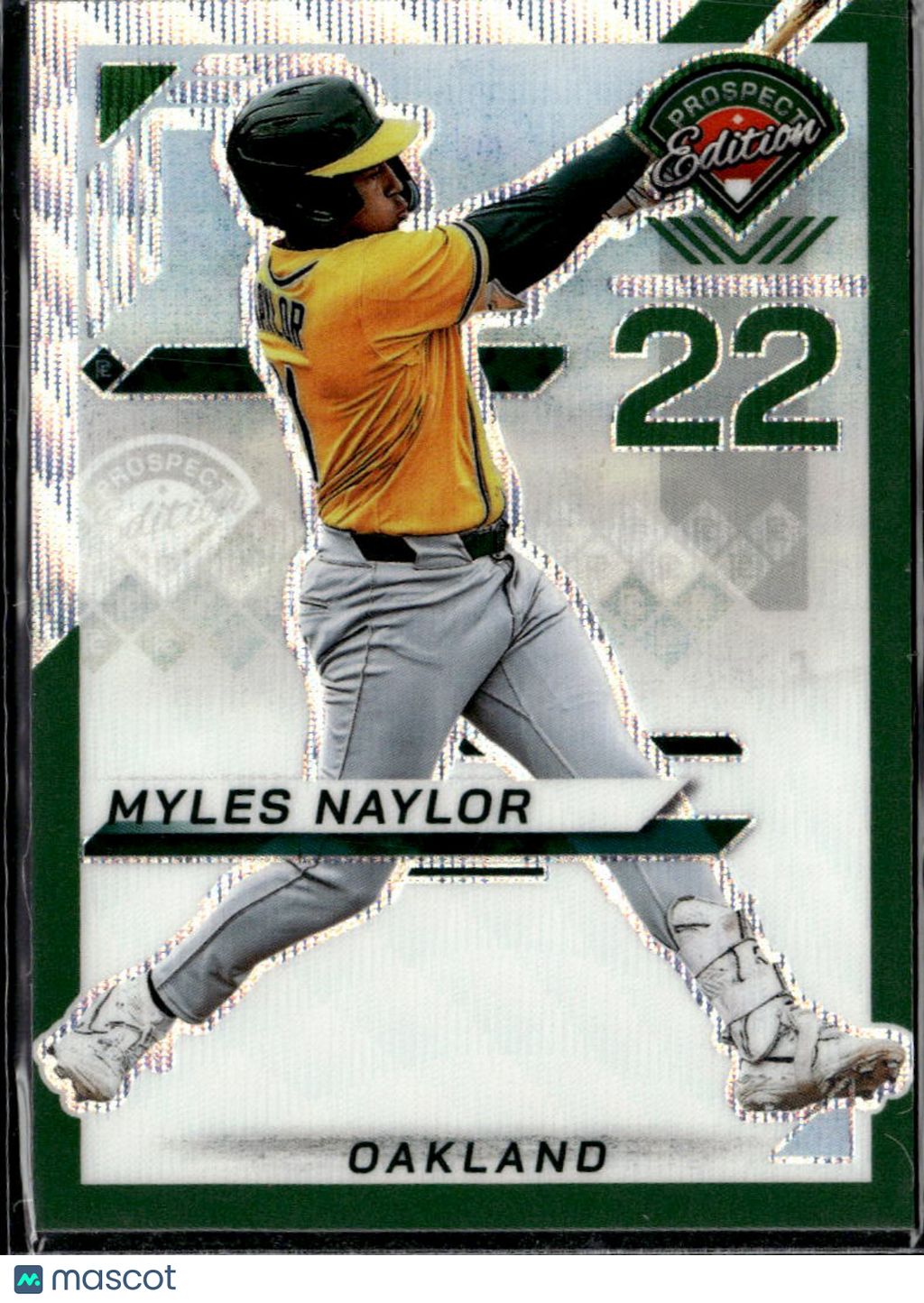 Myles Naylor 2025 Panini Prospect Edition Green Prizm /75 Oakland Athletics