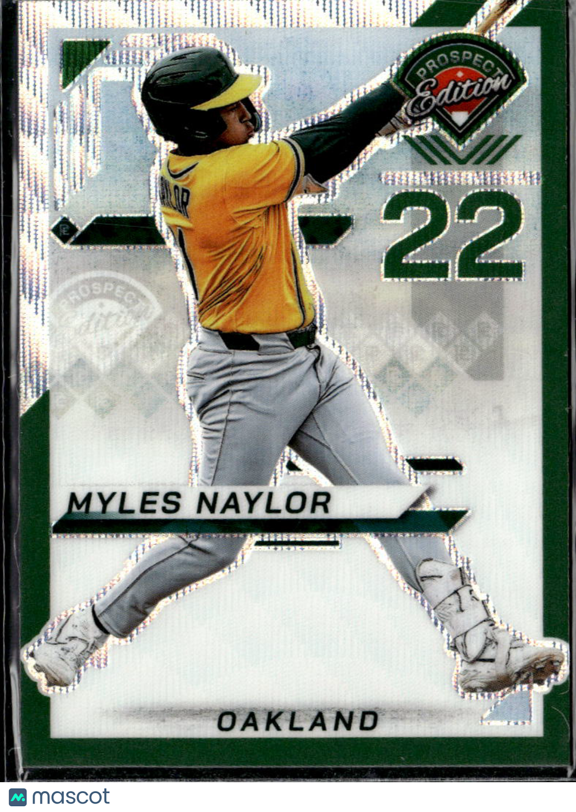 Myles Naylor 2025 Panini Prospect Edition Green Prizm /75 Oakland Athletics