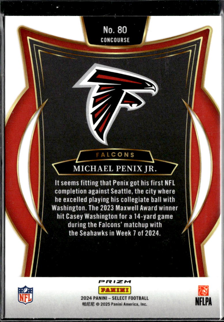 Michael Penix Jr. 2024 Select RC Rookie Black Red Atlanta Falcons