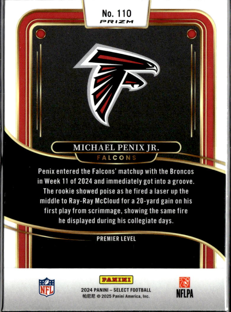 Michael Penix Jr. 2024 Select RC Rookie Black Yellow Atlanta Falcons
