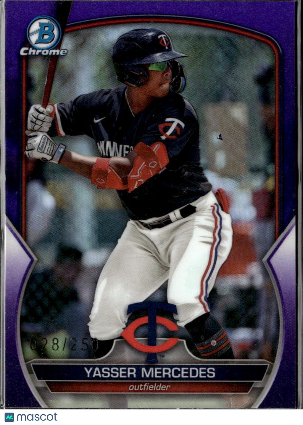 Yasser Mercedes 2023 Bowman Chrome Purple Refractor 28/250 Minnesota Twins