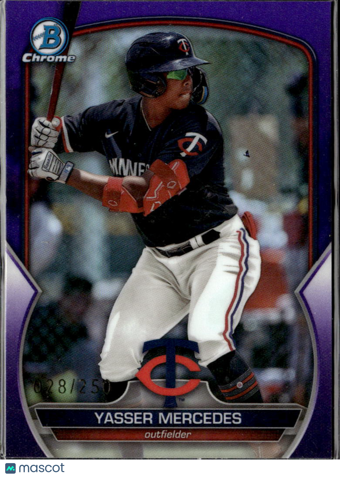 Yasser Mercedes 2023 Bowman Chrome Purple Refractor 28/250 Minnesota Twins