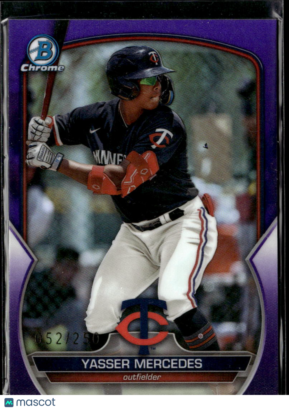 Yasser Mercedes 2023 Bowman Chrome Draft Purple Refractor 52/250 Minnesota Twins