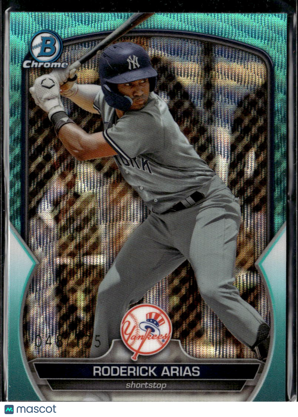 Roderick Arias 2023 Bowman Chrome Aqua Wave 48/125 New York Yankees