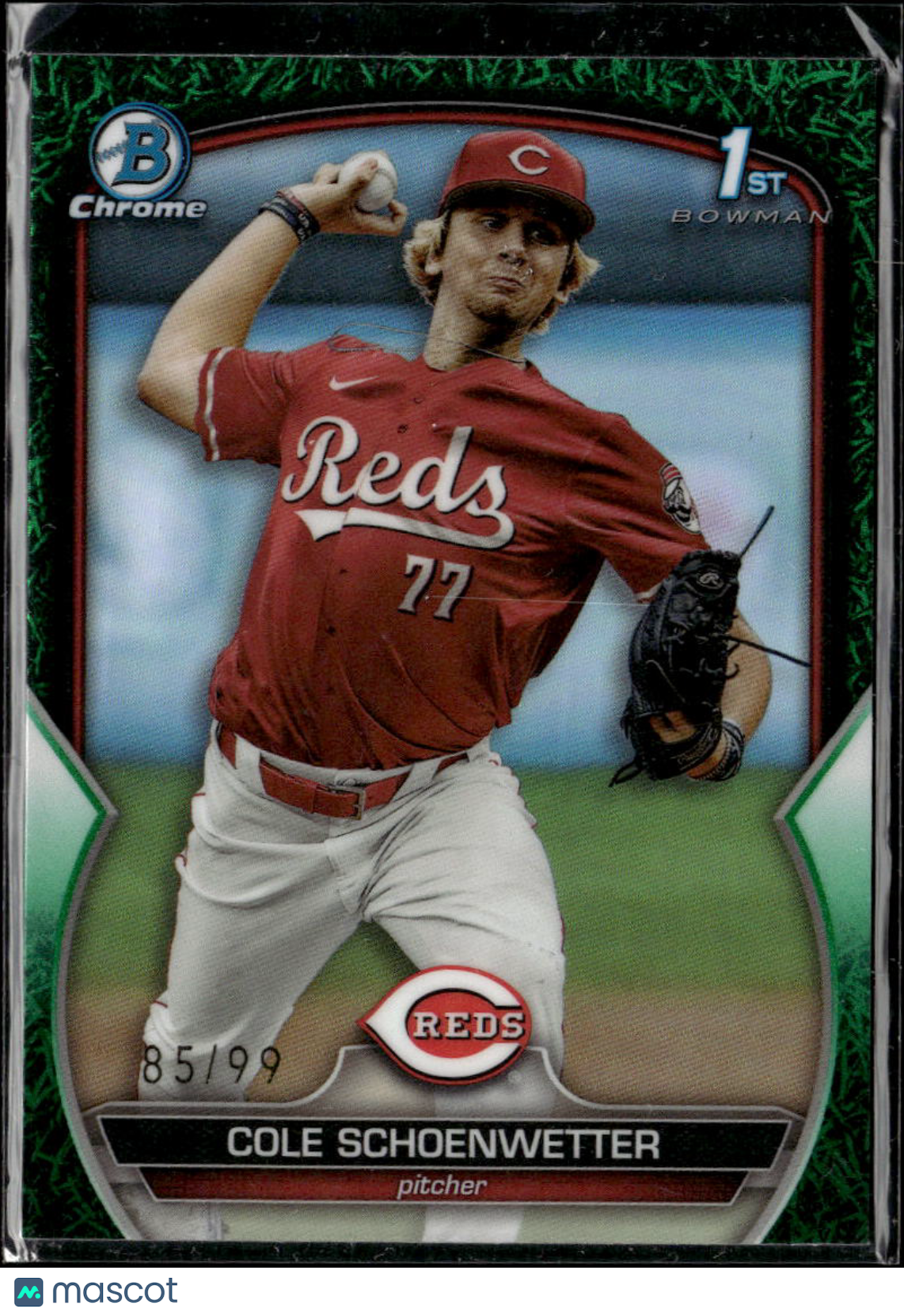 Cole Schoenwetter 2023 Bowman Chrome 1st Green Grass 85/99 Cincinnati Reds