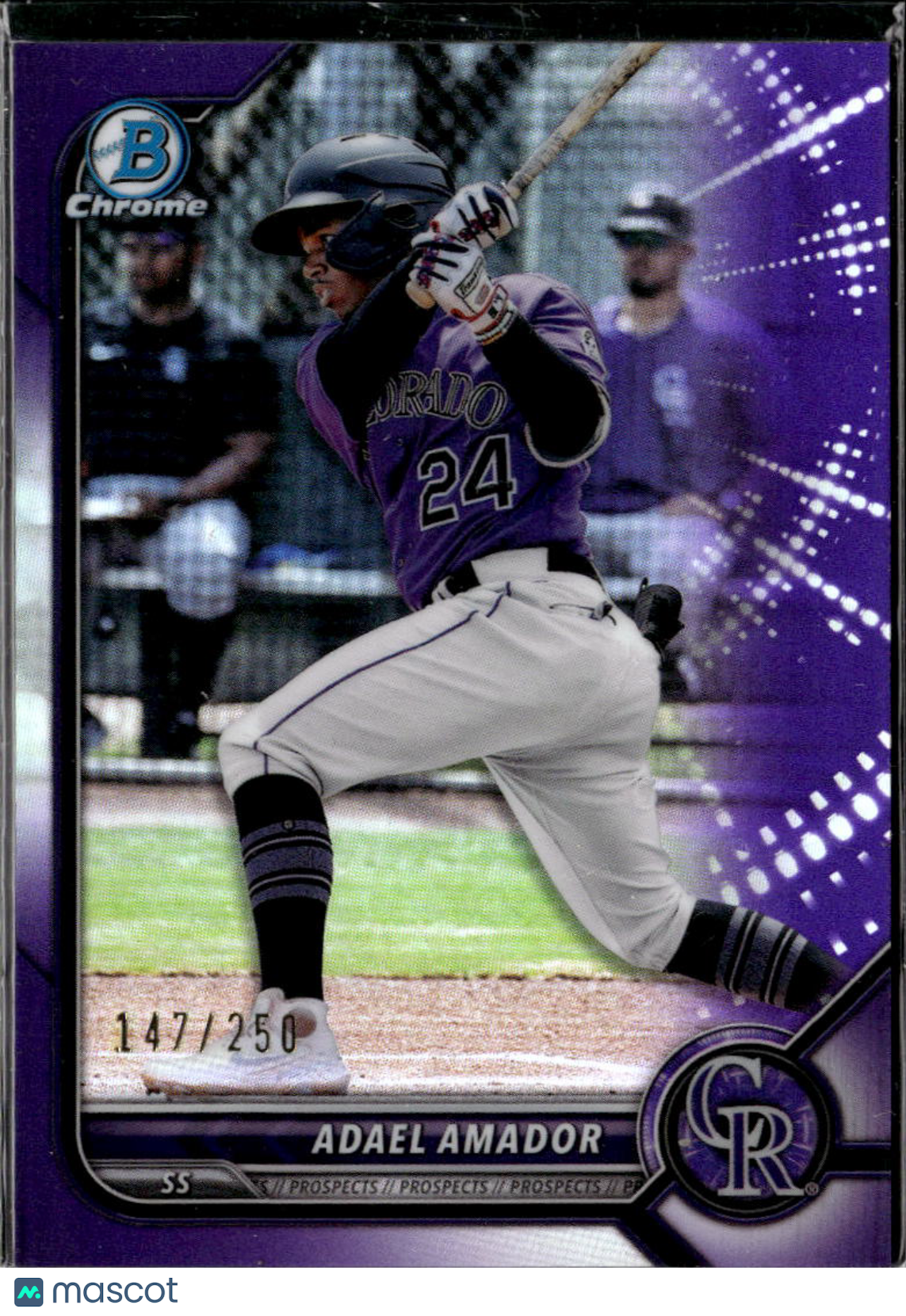 Adael Amador 2022 Bowman Chrome Purple Refractor 147/250 Colorado Rockies