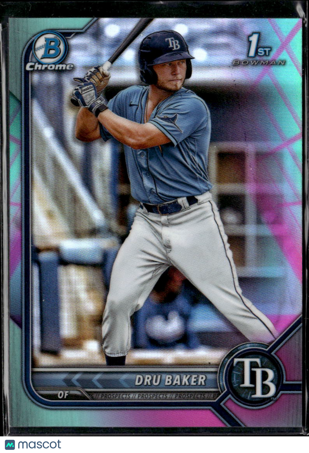 Dru Baker 2022 Bowman Chrome Teal Pink Refractor /125 Tampa Bay Rays