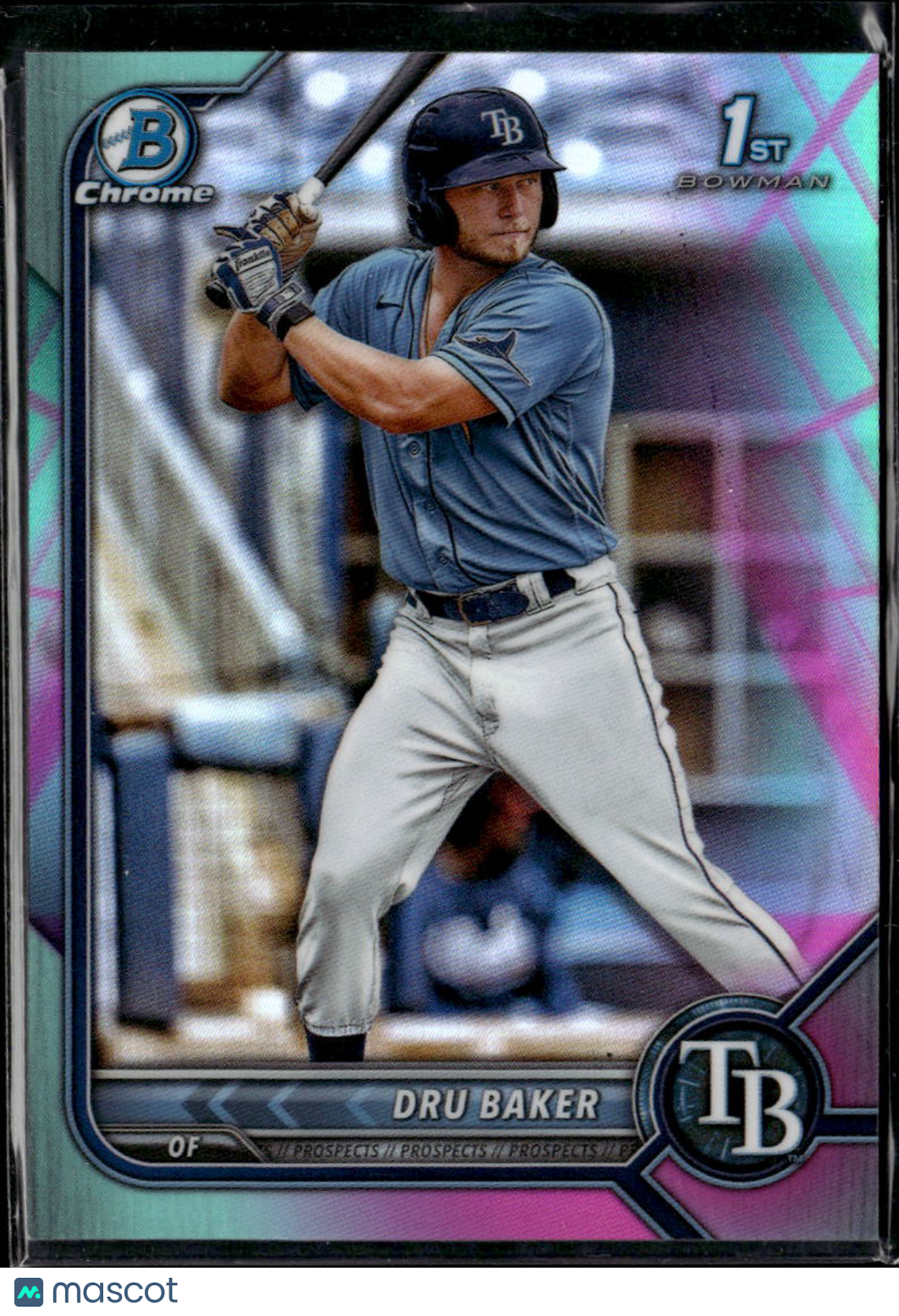 Dru Baker 2022 Bowman Chrome Teal Pink Refractor /125 Tampa Bay Rays