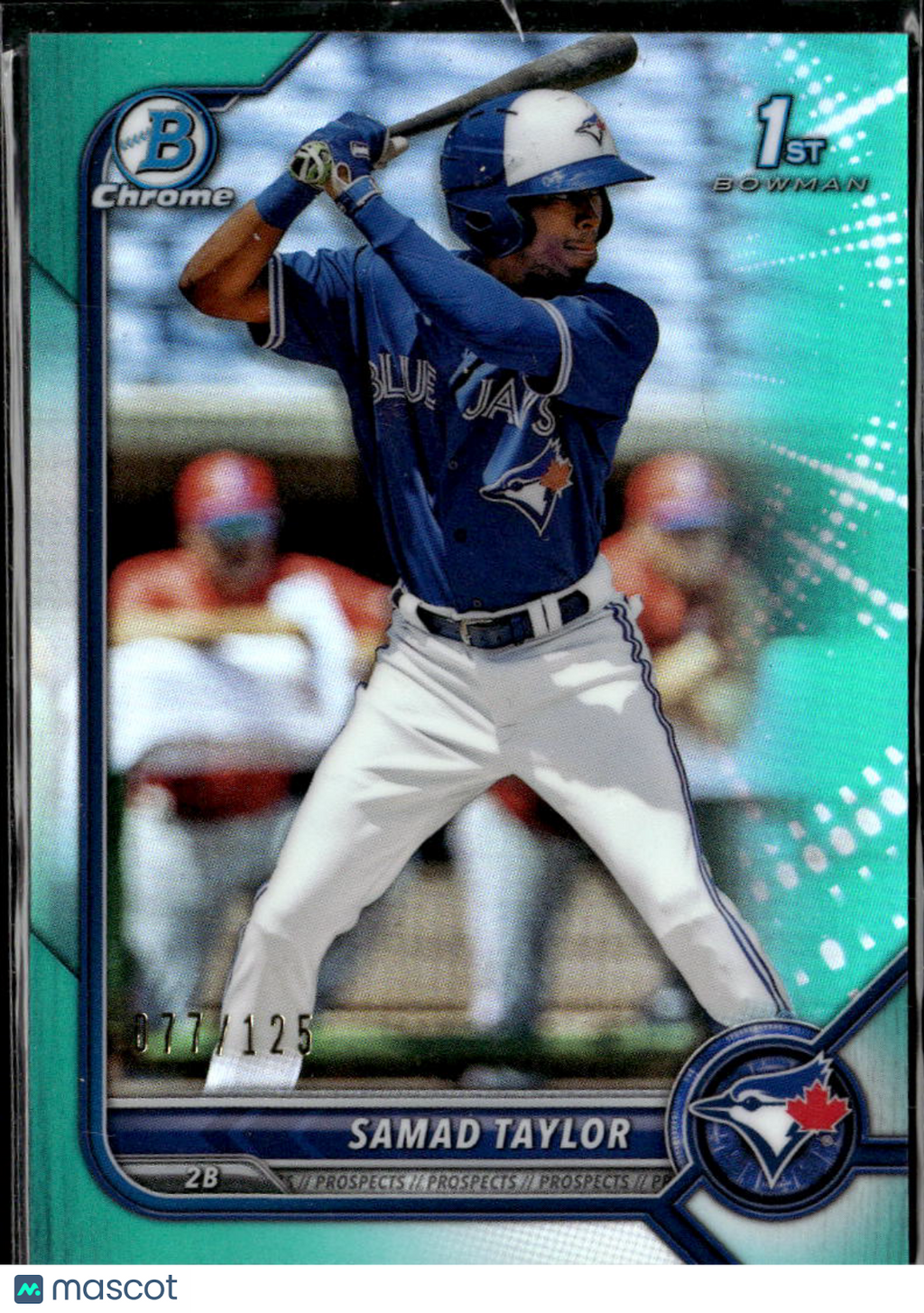 Samad Taylor 2022 Bowman Chrome 1st Aqua Shimmer Refractor /125 Blue Jays