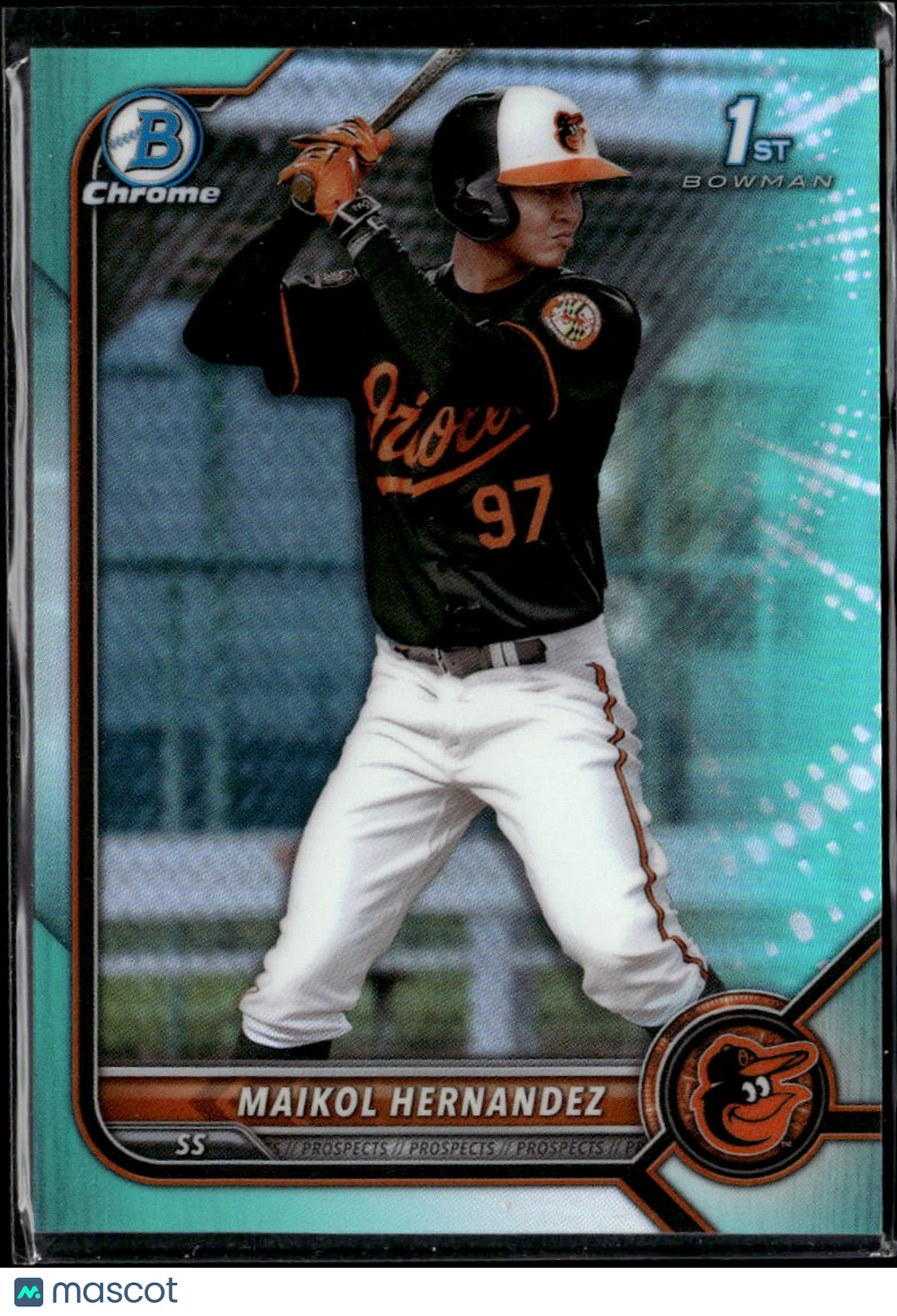 Maikol Hernandez 2022 Bowman Chrome 1st Aqua Refractor /125 Baltimore Orioles