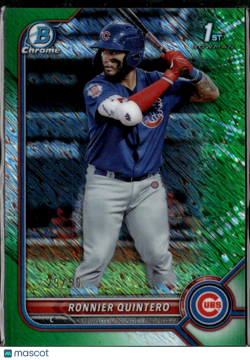 Ronnier Quintero 2022 Bowman Chrome 1st Green Shimmer Refractor /99 Chicago Cubs