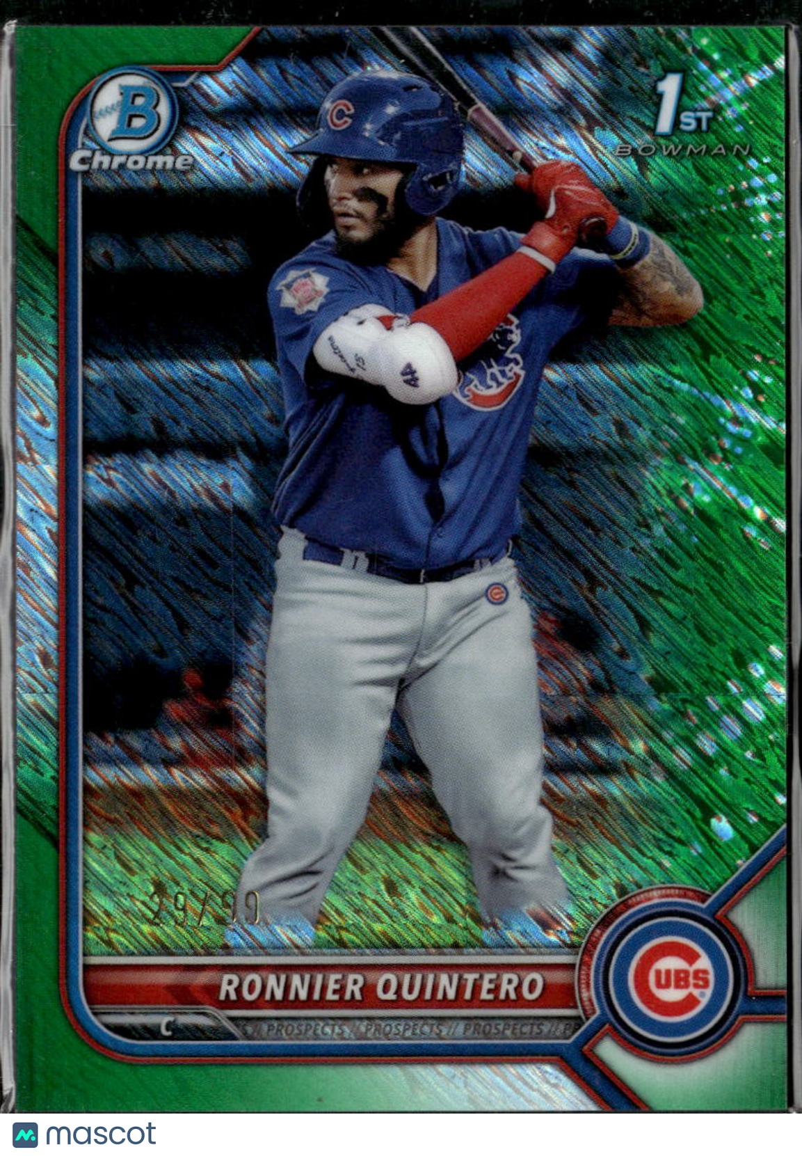 Ronnier Quintero 2022 Bowman Chrome 1st Green Shimmer Refractor /99 Chicago Cubs