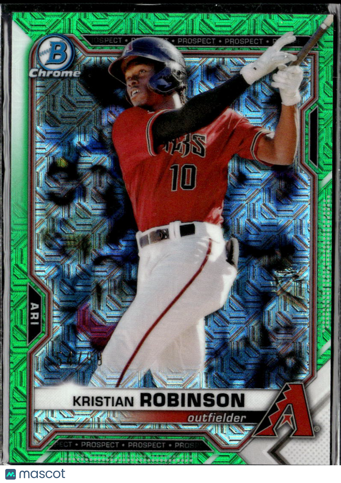 Kristian Robinson 2021 Bowman Chrome Green Mojo 54/99 Arizona Diamondbacks