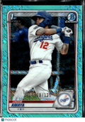 Jacob Amaya 2020 Bowman Chrome Aqua Shimmer Refractor /125 Los Angeles Dodgers