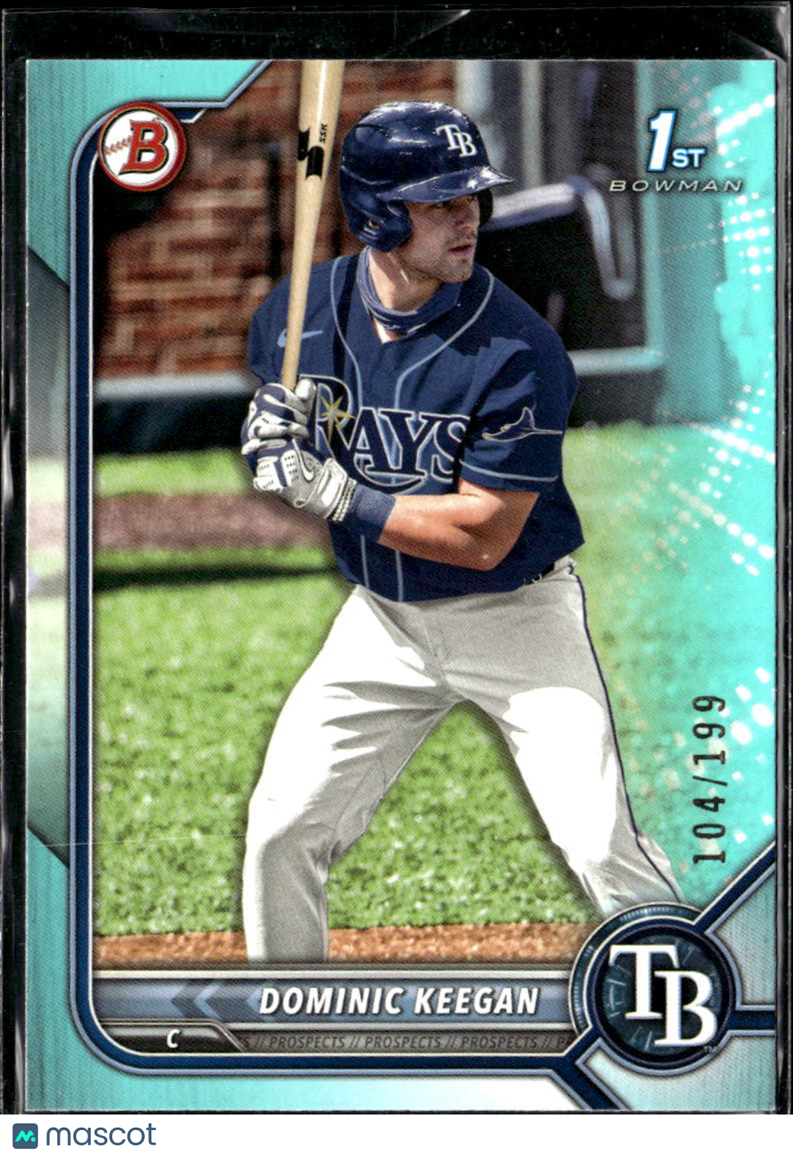 Dominic Keegan 2022 Bowman Draft 1st Sky Blue /199 Tampa Bay Rays