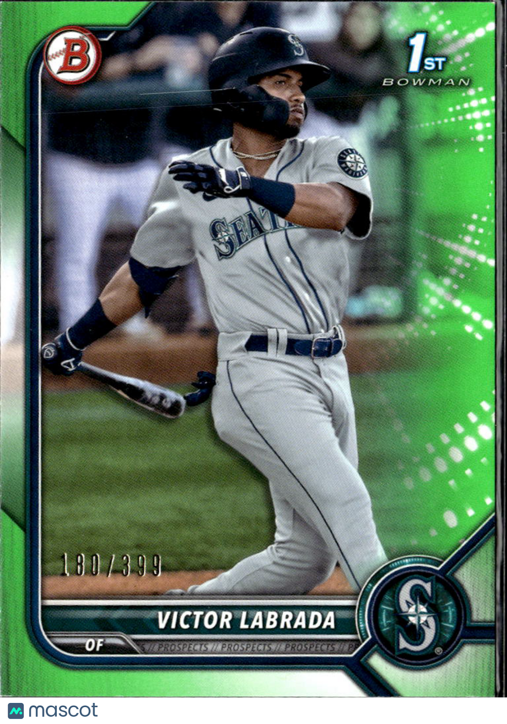 Victor Labrada 2022 Bowman Prospects 1st Green Paper /399 Seattle Mariners