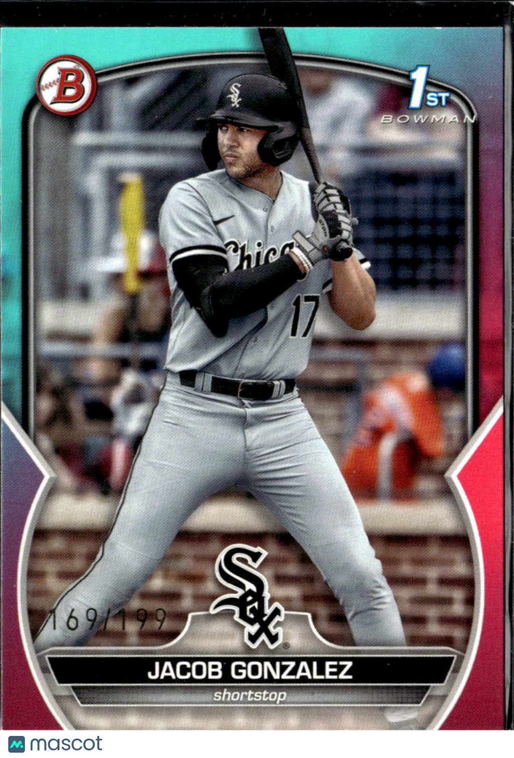 Jacob Gonzalez 2023 Bowman Draft 1st Teal Pink /199 Chicago White Sox