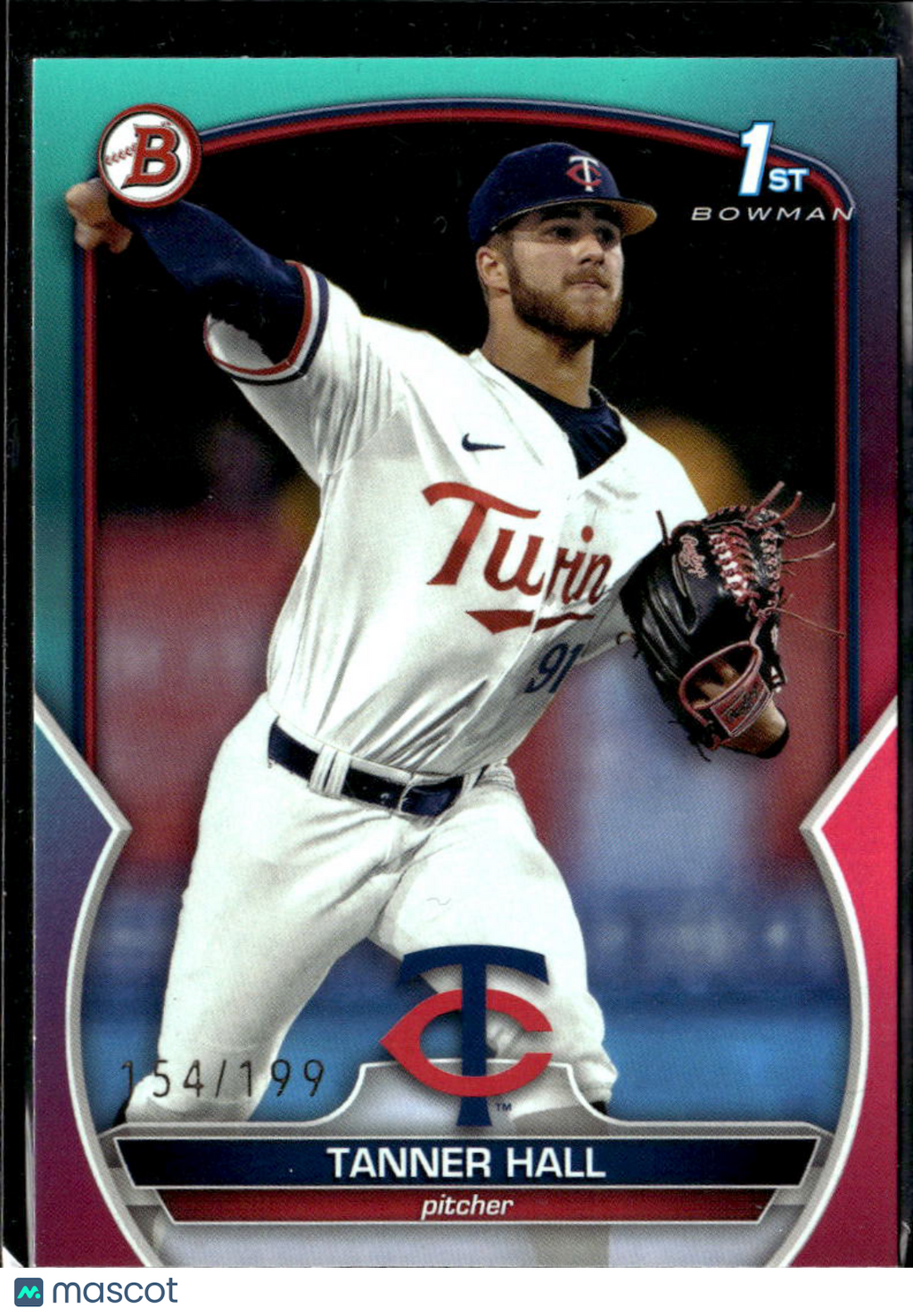 Tanner Hall 2023 Bowman Draft 1st Teal Pink Border /199 Minnesota Twins