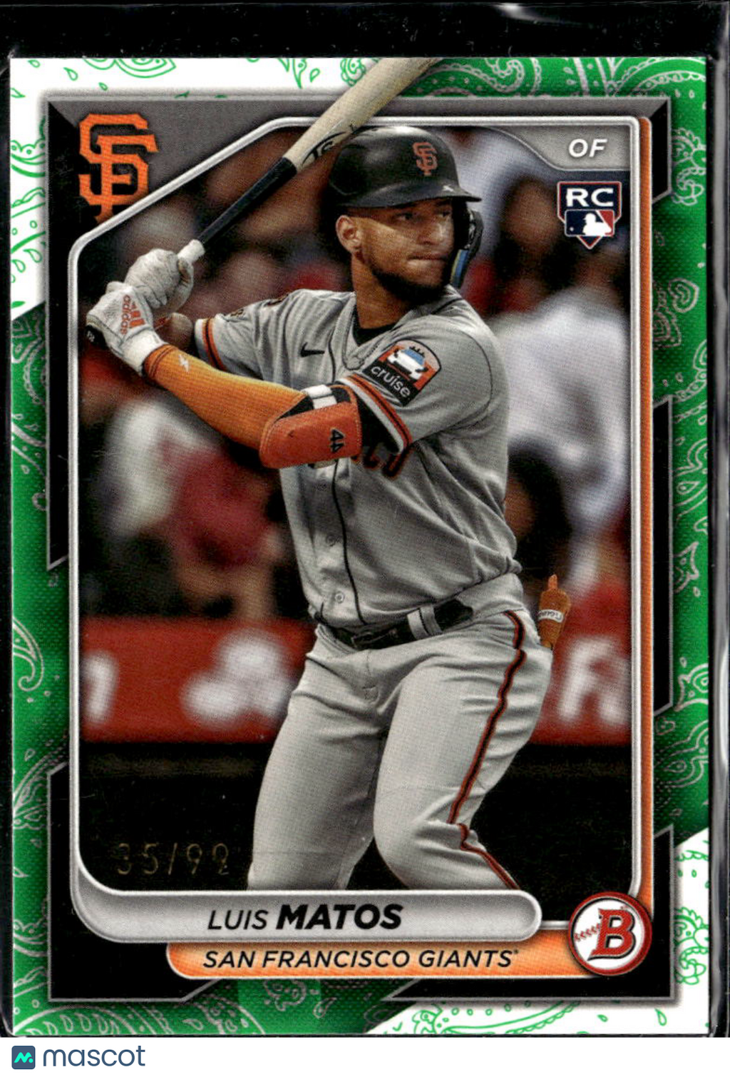 Luis Matos 2024 Bowman RC Green Paisley Rookie 35/99 San Francisco Giants