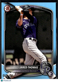 Jared Thomas 2025 Bowman Sky Blue Border /499 Colorado Rockies
