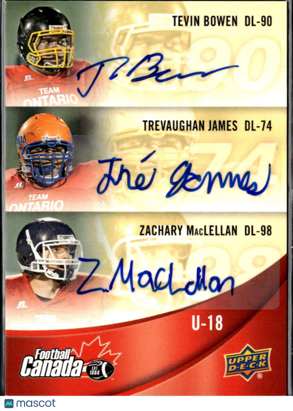 Zachary MacLellan Trevaughan James Bowen 2013 Upper Deck Triple Auto Canada