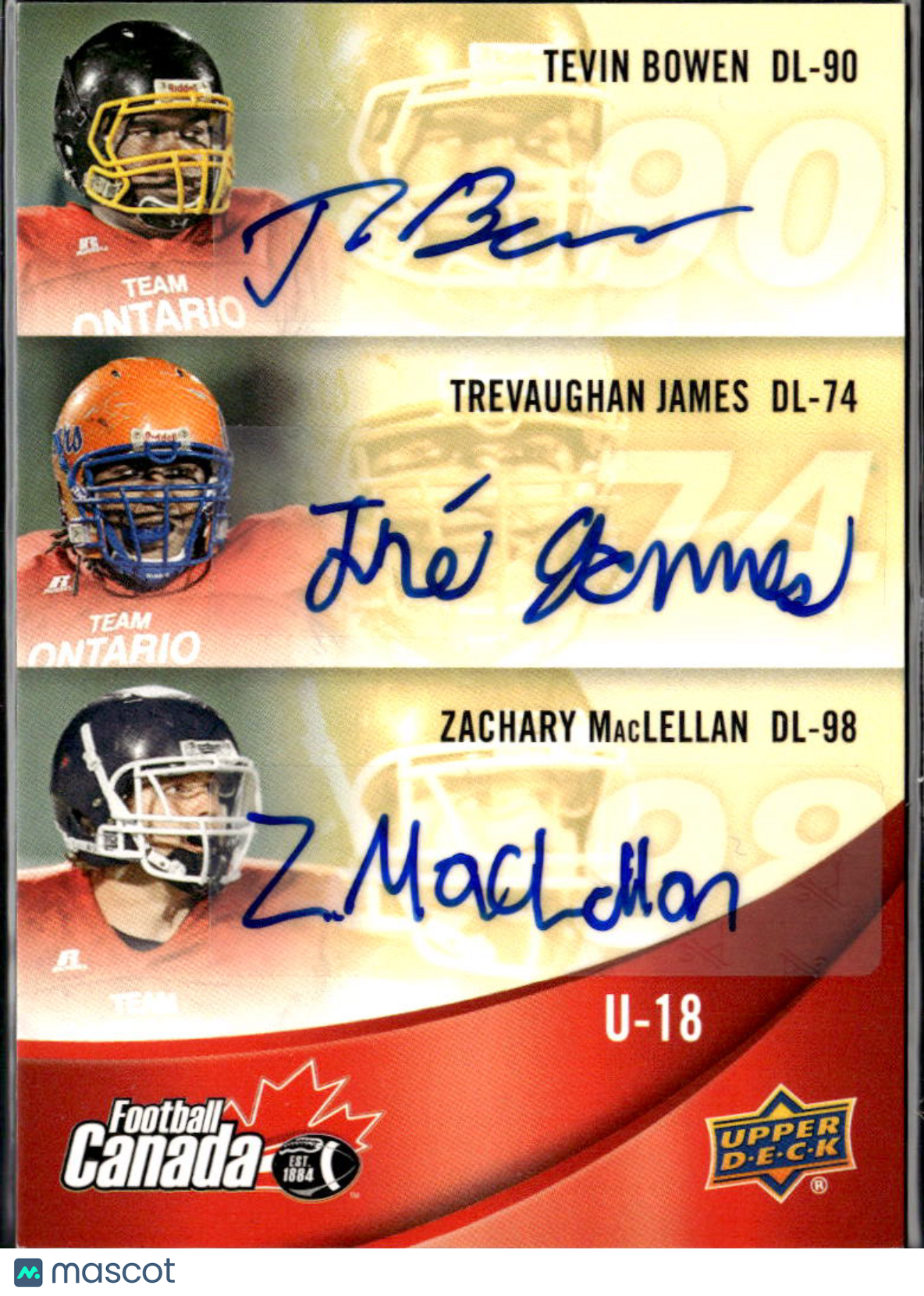 Zachary MacLellan Trevaughan James Bowen 2013 Upper Deck Triple Auto Canada