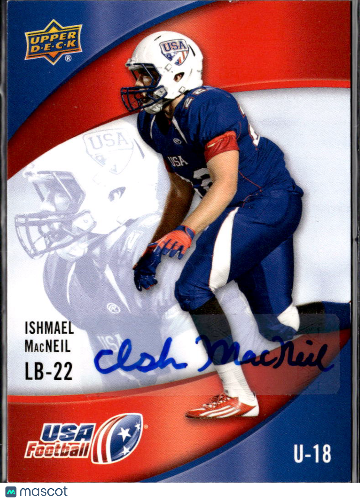 Ishmael MacNeil 2013 Upper Deck USA Football Auto Autograph U-18