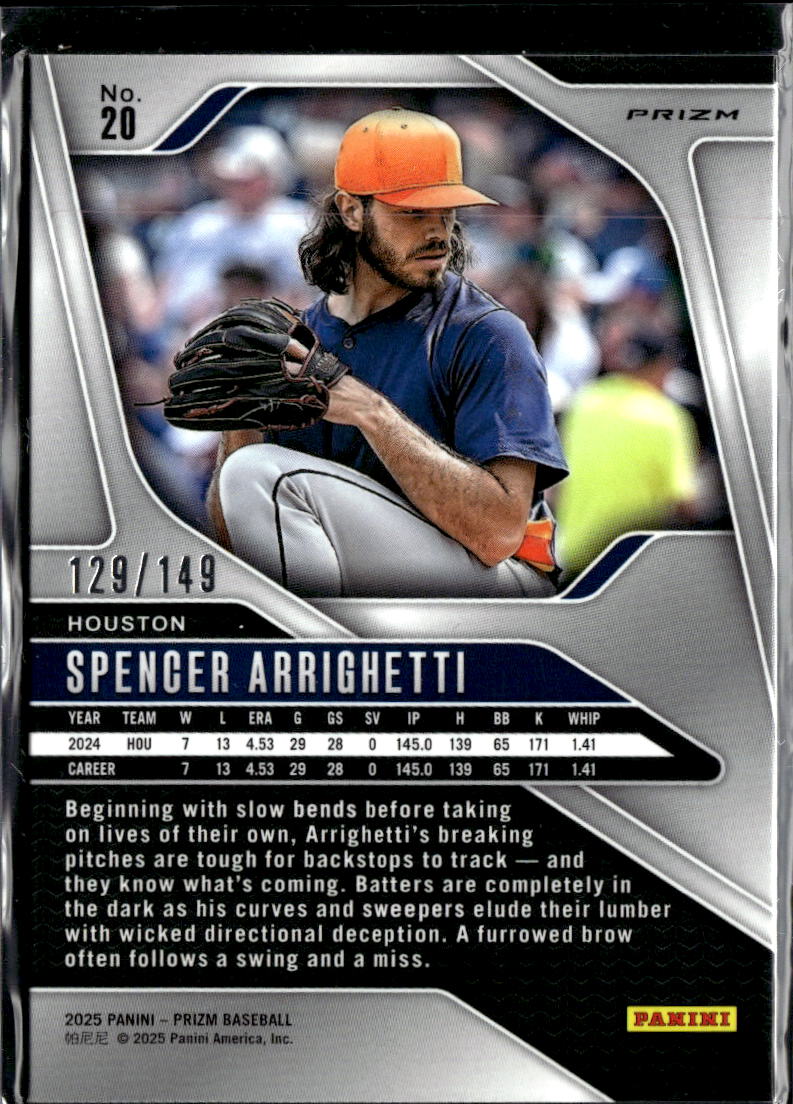 Spencer Arrighetti 2025 Prizm Purple Prizm 129/149 Houston Astros