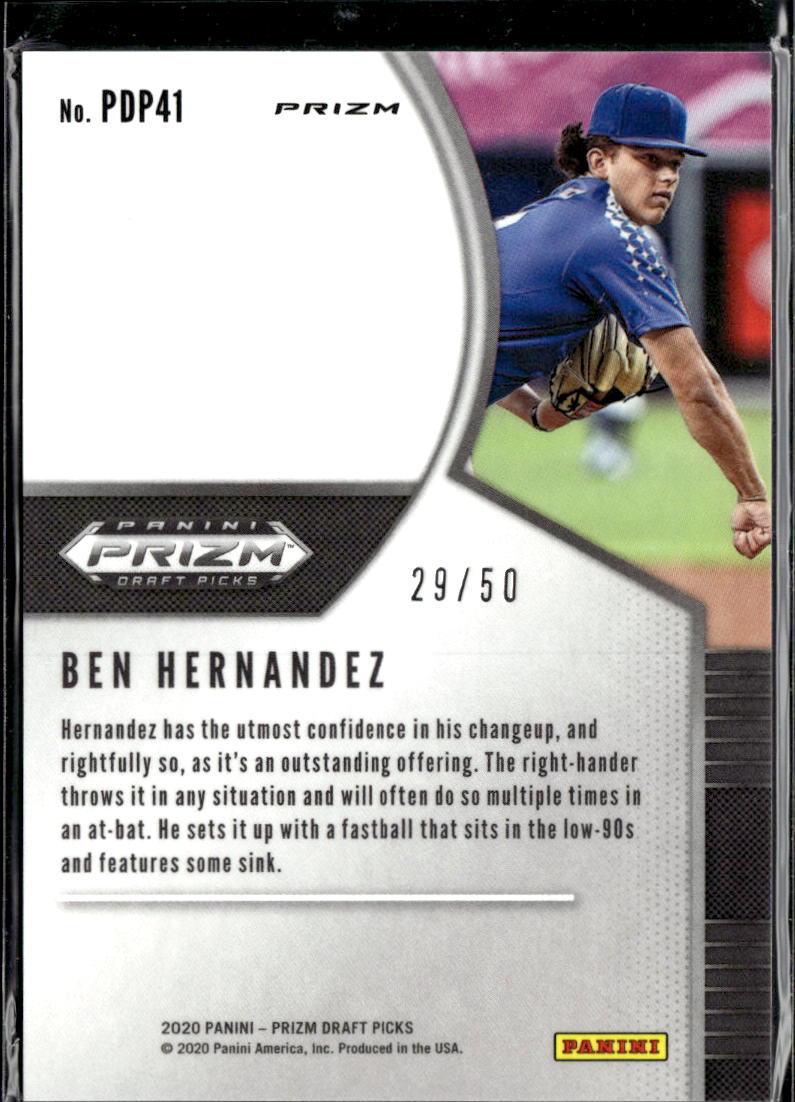 Ben Hernandez 2020 Prizm Draft Picks Orange Prizm RC 29/50