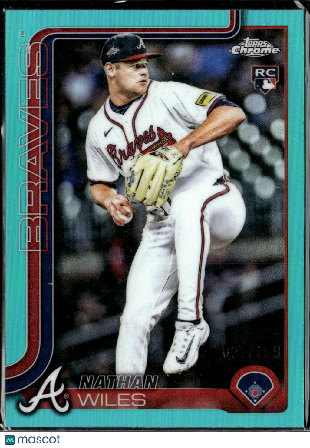 Nathan Wiles 2025 Topps Chrome RC Aqua Rookie /199 Atlanta Braves