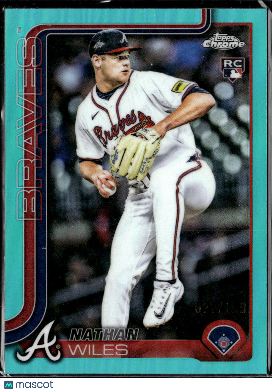 Nathan Wiles 2025 Topps Chrome RC Aqua Rookie /199 Atlanta Braves