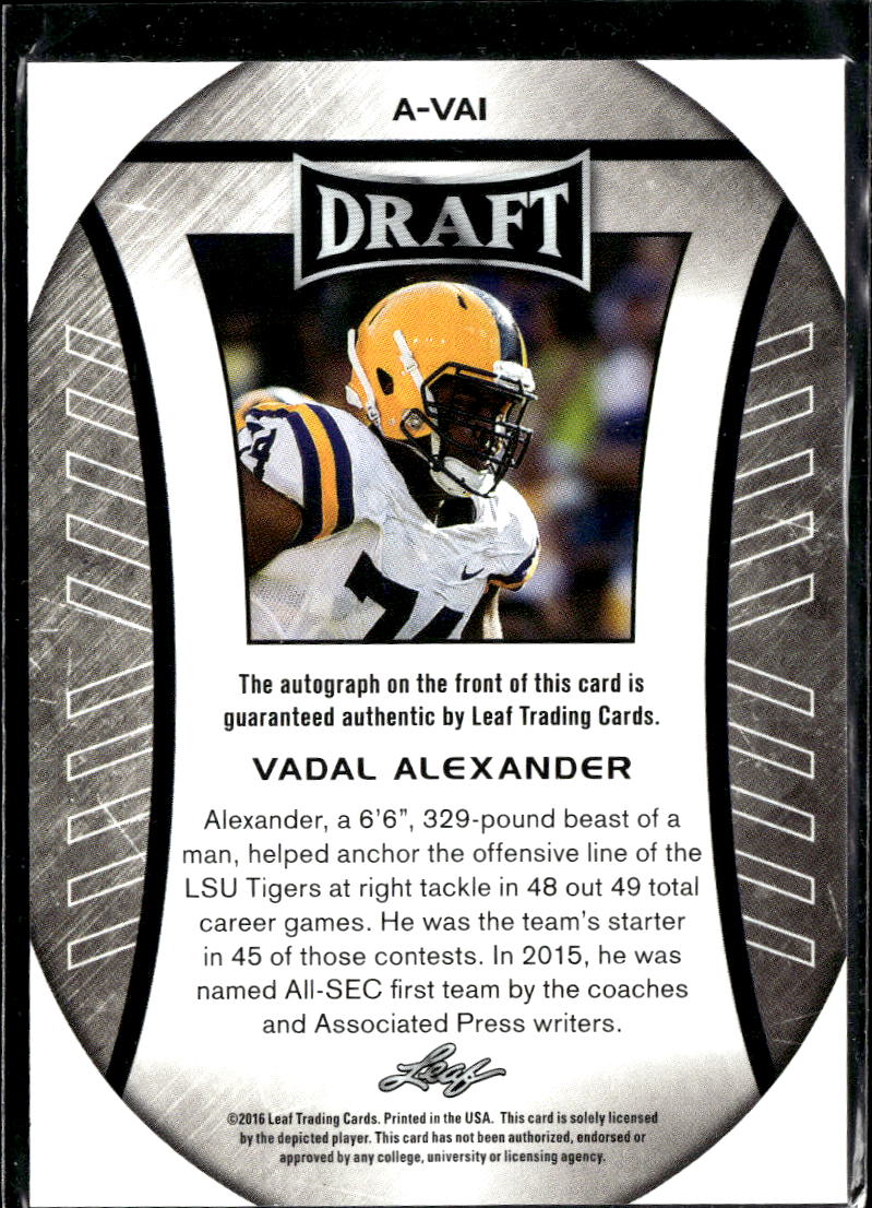 Vadal Alexander 2016 Leaf Draft Auto Autograph RC LSU Tigers