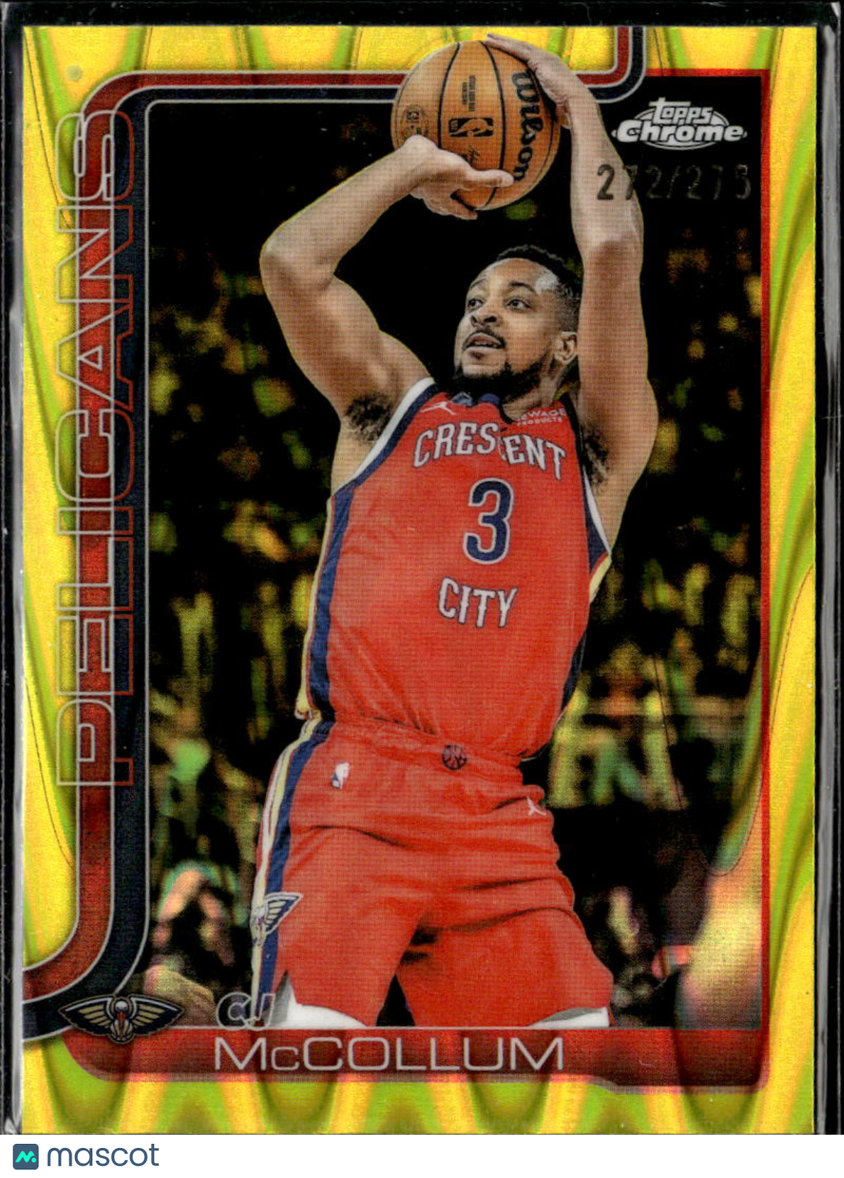 CJ McCollum 2025 Topps Chrome Yellow Wave 272/275 New Orleans Pelicans