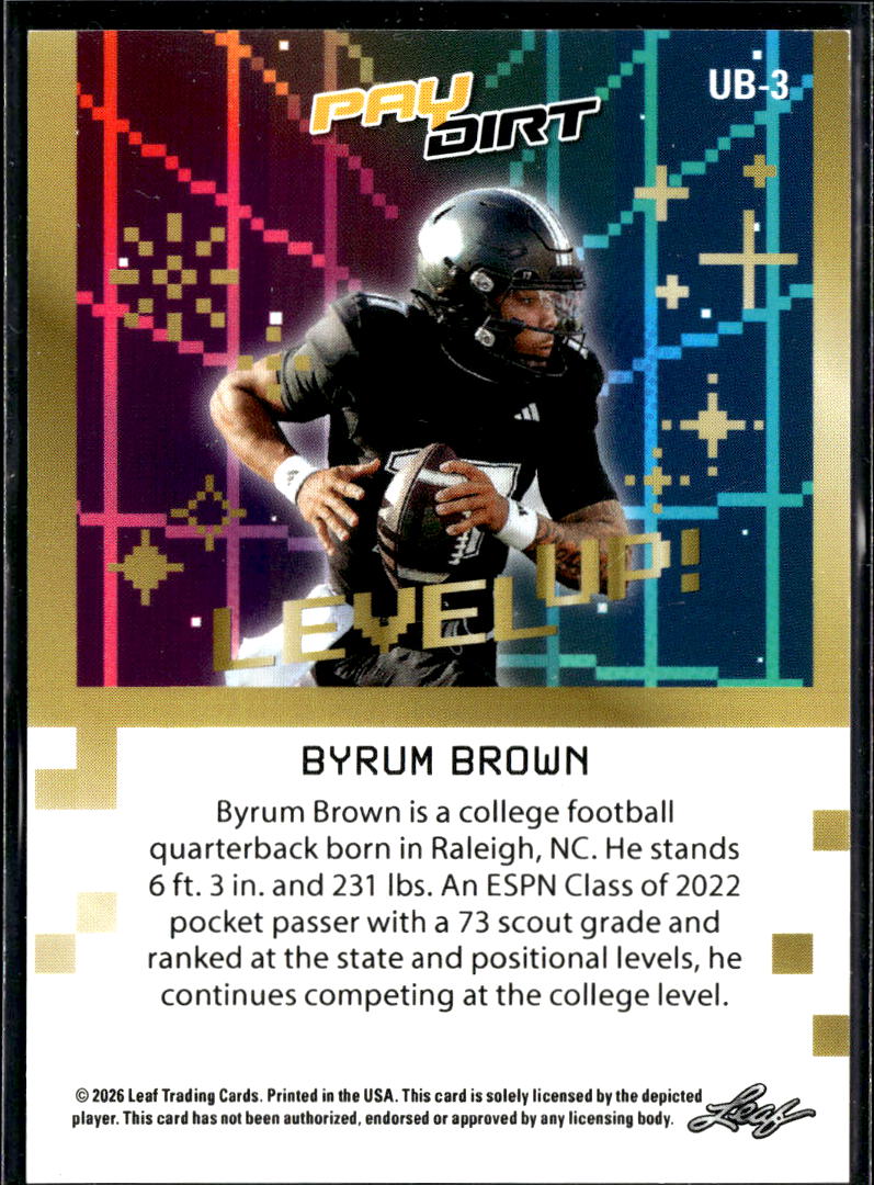 Byrum Brown 2026 Leaf Pay Dirt  Rookie RC 14/75