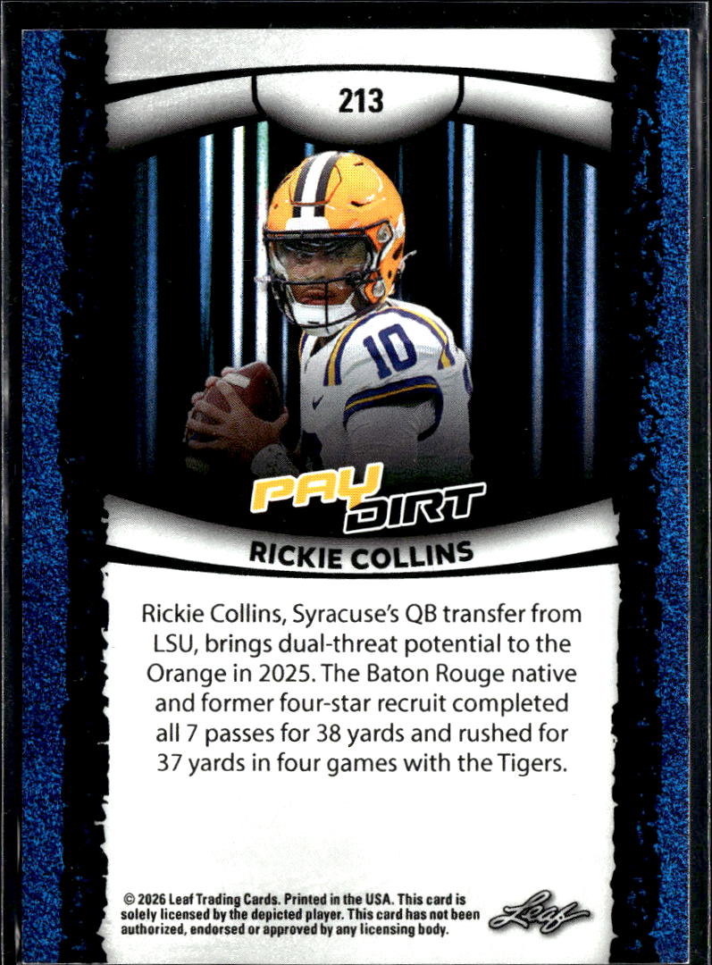 Rickie Collins 2026 Leaf Paydirt Rookie RC 21/45 LSU Tigers