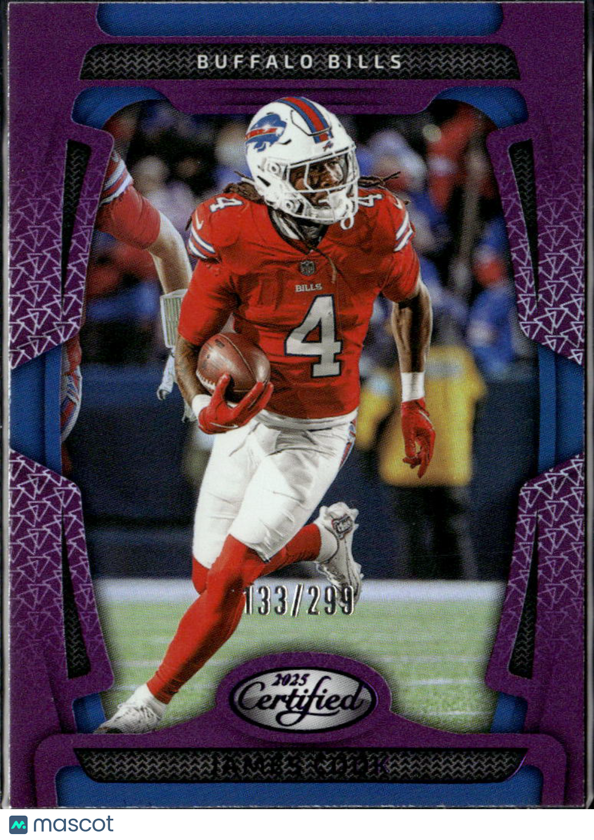 James Cook 2025 Certified Purple 133/299 Buffalo Bills