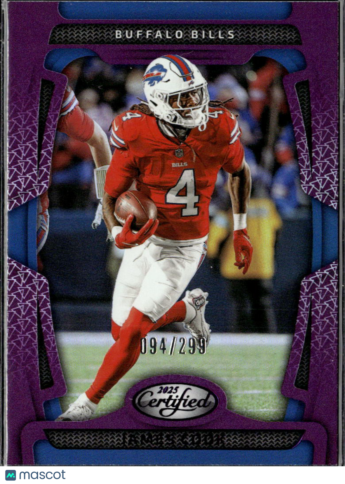 James Cook 2025 Certified Purple 94/299 Buffalo Bills