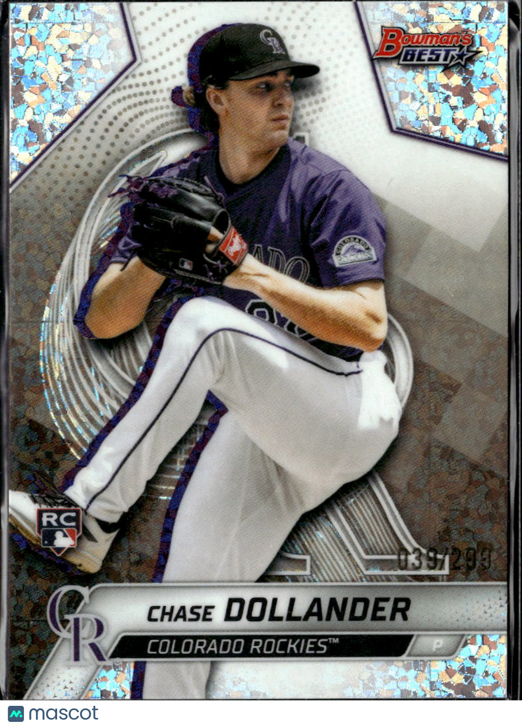 Chase Dollander 2025 Bowman's Best Mini Diamond RC /299 Colorado Rockies