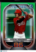 Austin Hendrick 2021 Bowman Chrome Scouts Top 100 Green /99 Cincinnati Reds
