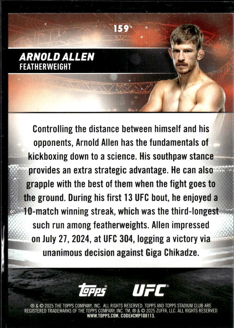Arnold Allen 2025 Topps Stadium Club UFC Green 54/199