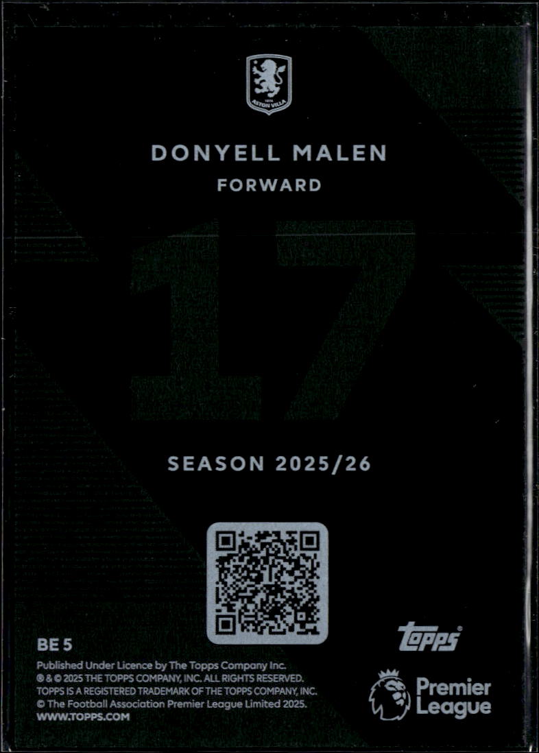 Donyell Malen 2025 Topps Black Edge Edition Aston Villa