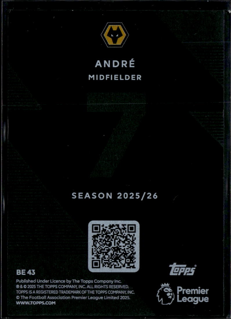 André 2025 Topps Premier League Black Edge Edition Wolverhampton Wanderers