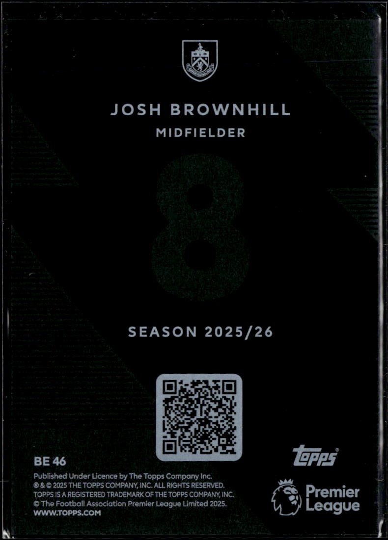 Josh Brownhill 2025 Topps Match Attax Black Edge Edition Burnley