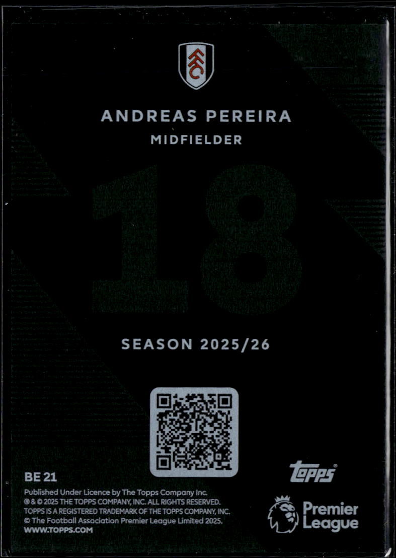 Andreas Pereira 2025 Topps Premier League Black Edge Edition Fulham