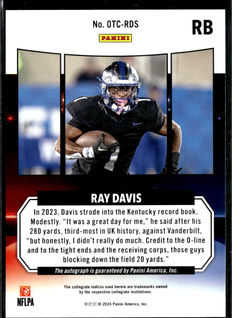 Ray Davis 2024 Panini NIL On The Clock Auto Autograph RC Bills Kentucky Wildcats