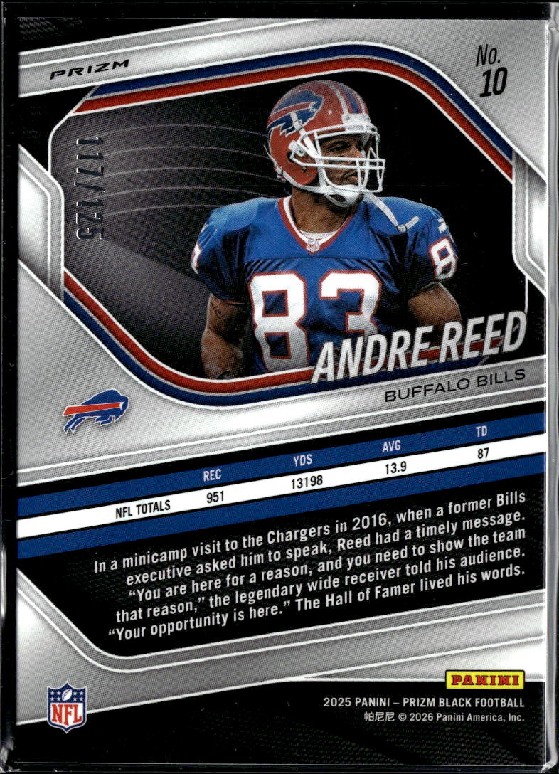 Andre Reed 2025  Prizm Black Blue Ice Prizm /125 Buffalo Bills